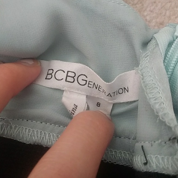 BCBG Generation Grecian One Shoulder Blue Dress - Picture 7 of 8